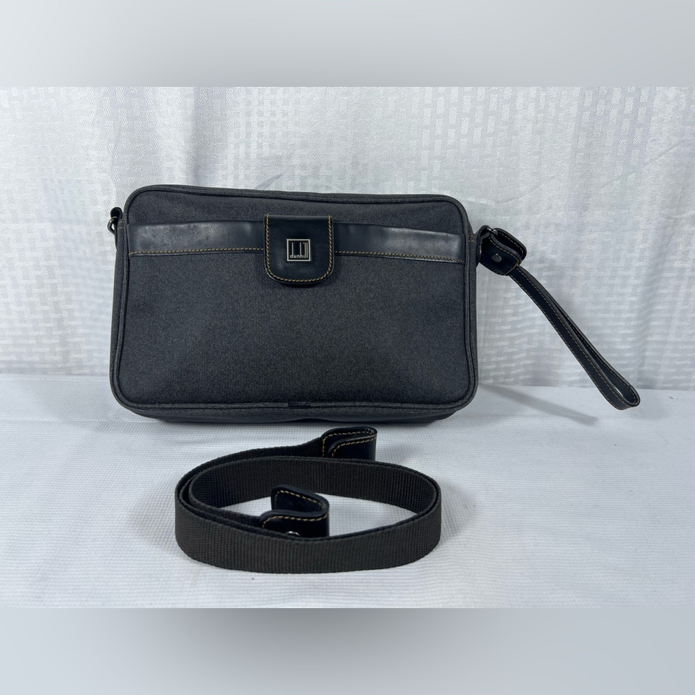 7051: Vintage Dunhill France Black Canvas Crossbody Messenger Bag